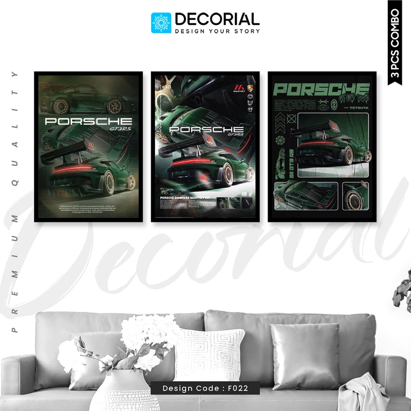 Porsche Car Wall Frame 3 Piece Combo - F022