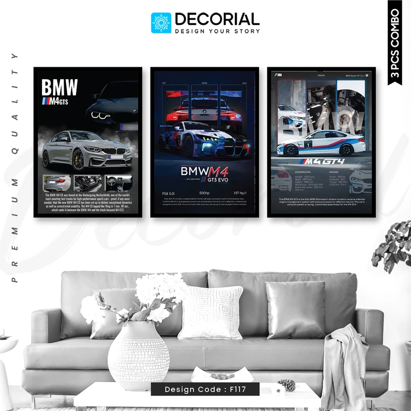 BMW Car Wall Frame 3 Piece Combo - F117