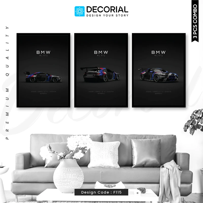BMW Car Wall Frame 3 Piece Combo - F115