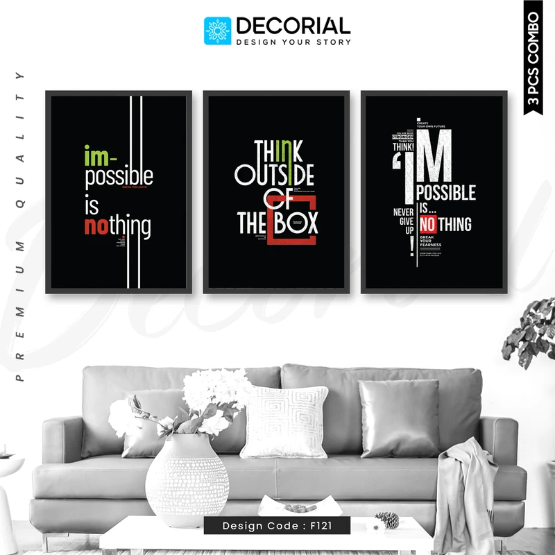 Motivational Quotes Wall Frame 3 Piece Combo - F121