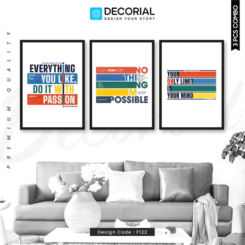 Motivational Quotes Wall Frame 3 Piece Combo - F122