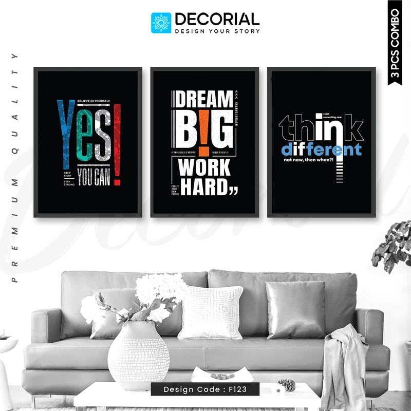 Motivational Quotes Wall Frame 3 Piece Combo - F123