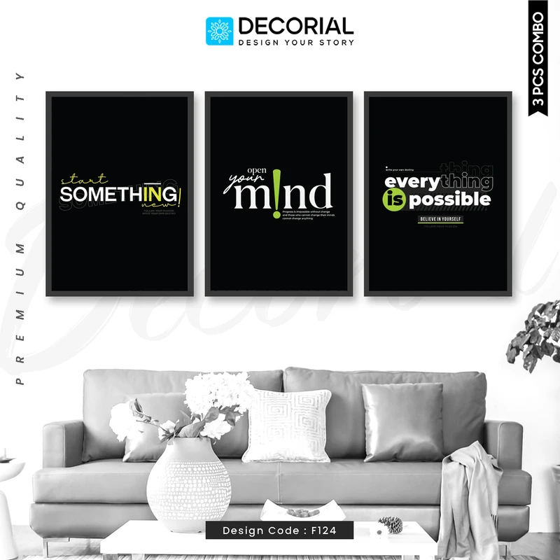 Motivational Quotes Wall Frame 3 Piece Combo - F124