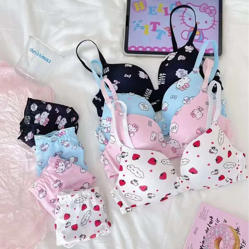 Premium Hello Kitty Cartoon Bra & Brief Sets Cute & Cozy Sexy Underwear - Image 1