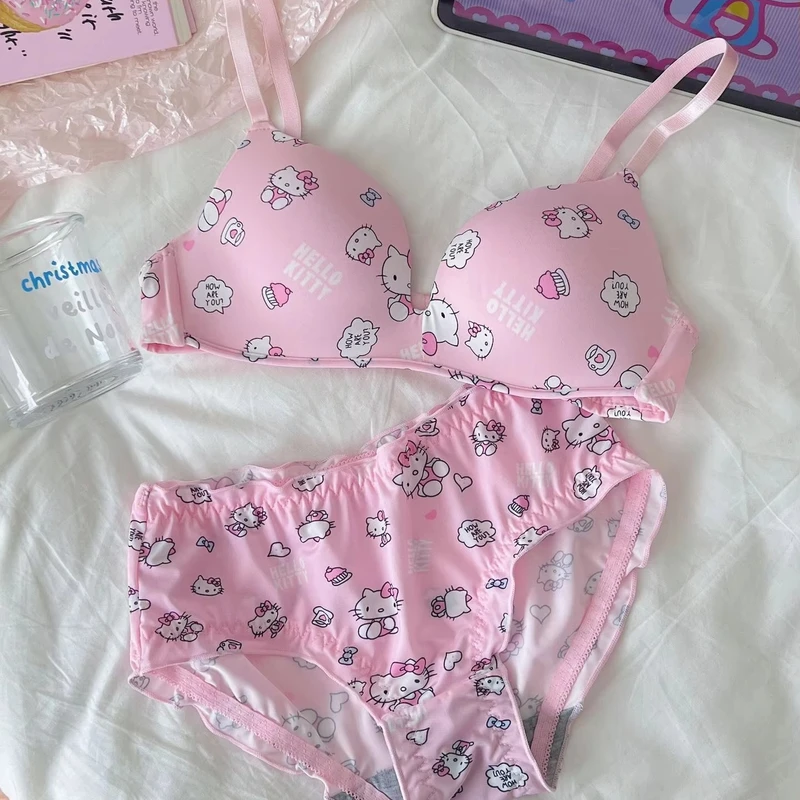 Premium Hello Kitty Cartoon Bra & Brief Sets Cute & Cozy Sexy Underwear - Image 3