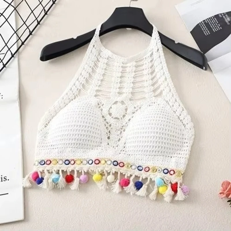 Embroidered Crochet Crop Top Bra || Free Size - Image 3