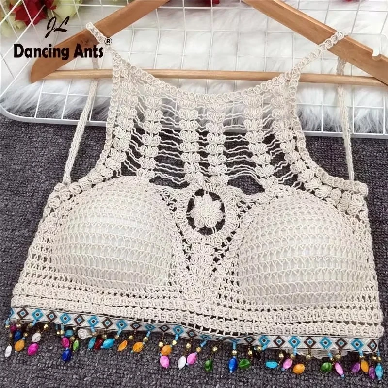 Embroidered Crochet Crop Top Bra || Free Size