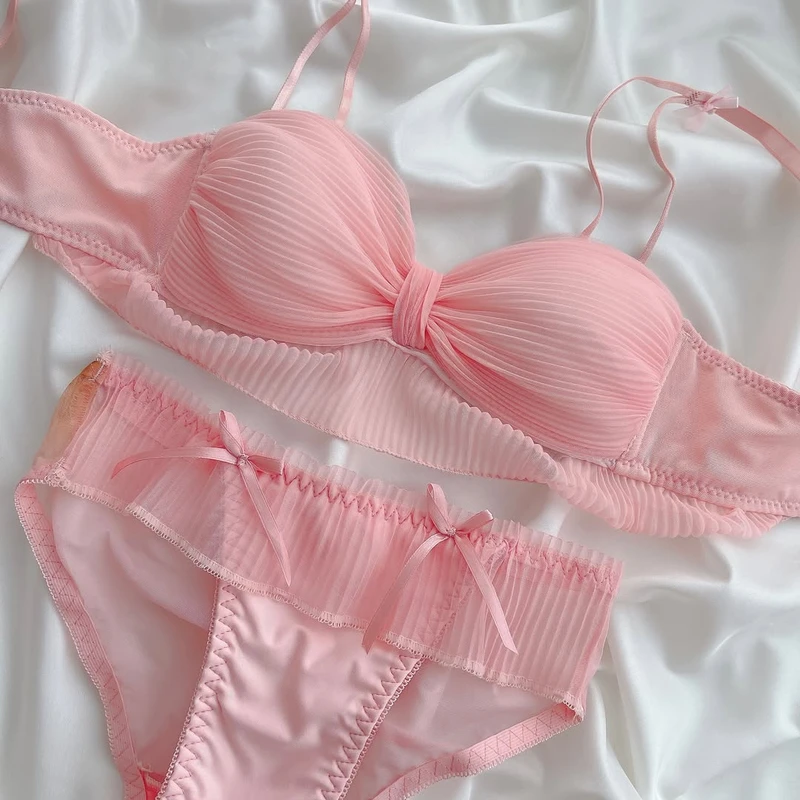 Premium Mesh Bow Bra Set – Breathable Elegance