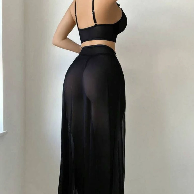 Luxury Lace Slit Evening Gowns Hot Women Beautiful Lingerie - Image 4