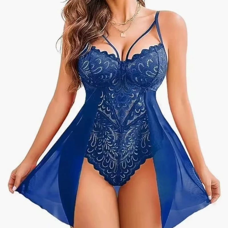 One-piece Mesh Lace Slimming Sling One-piece Tight Erotic Lingerie - Image 3