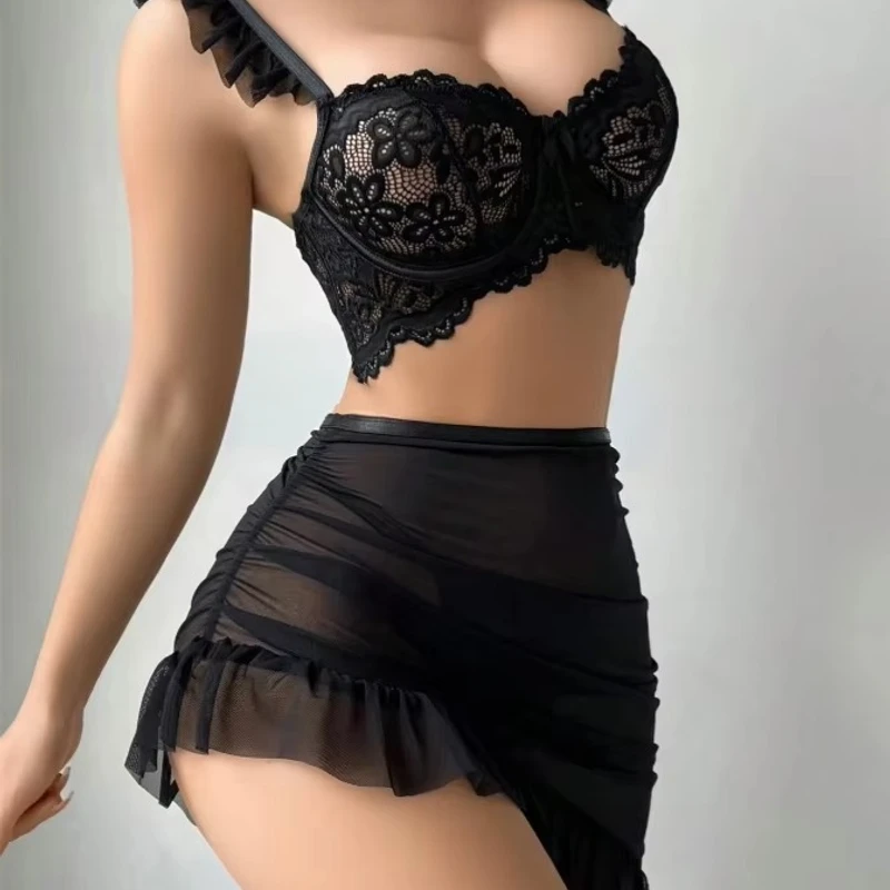 Sexy Floral Lace Sleeveless Short Skirt