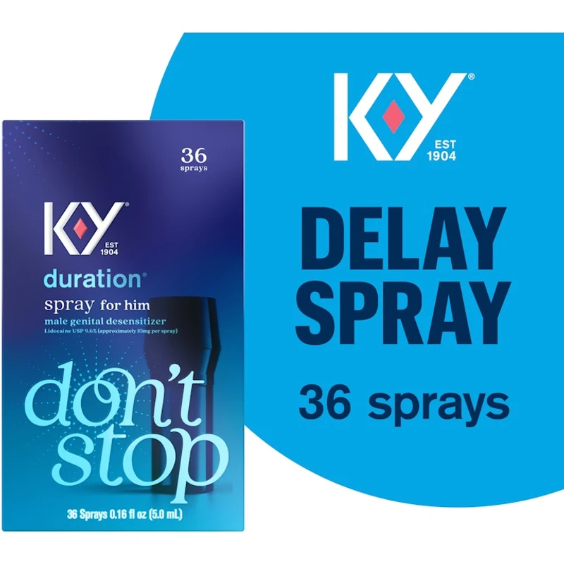 K-Y Duration Delay Spray, Numbing Climax Spray for Men & Lidocaine Desensitizing Spray, Climax Control, Sex Accessories for Adults Couples, Last Longer In Bed, 0.16 FL OZ (36 Sprays)