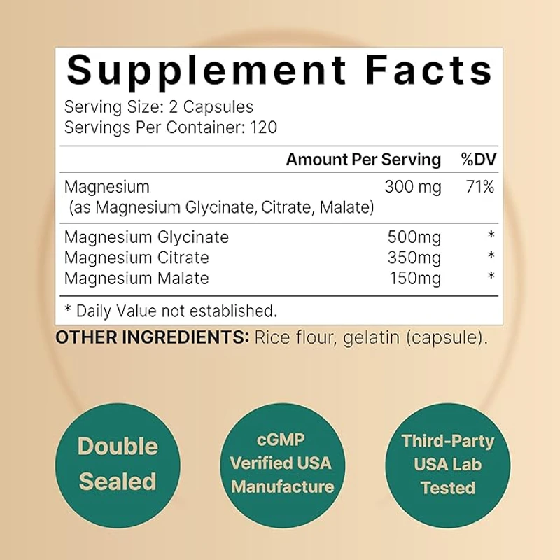 NatureBell Triple Complex Magnesium Supplement 300mg 240 Caps - Image 3