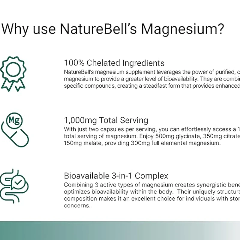 NatureBell Triple Complex Magnesium Supplement 300mg 240 Caps - Image 6