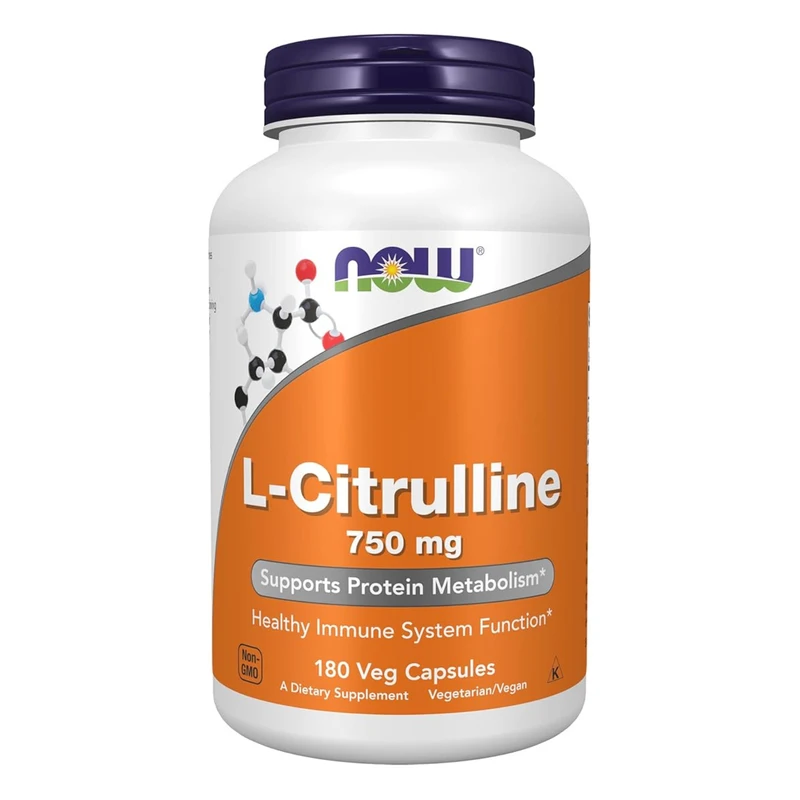NOW L-Citrulline 750 mg, Supports Protein Metabolism*, Amino Acid, 180 Veg Capsules