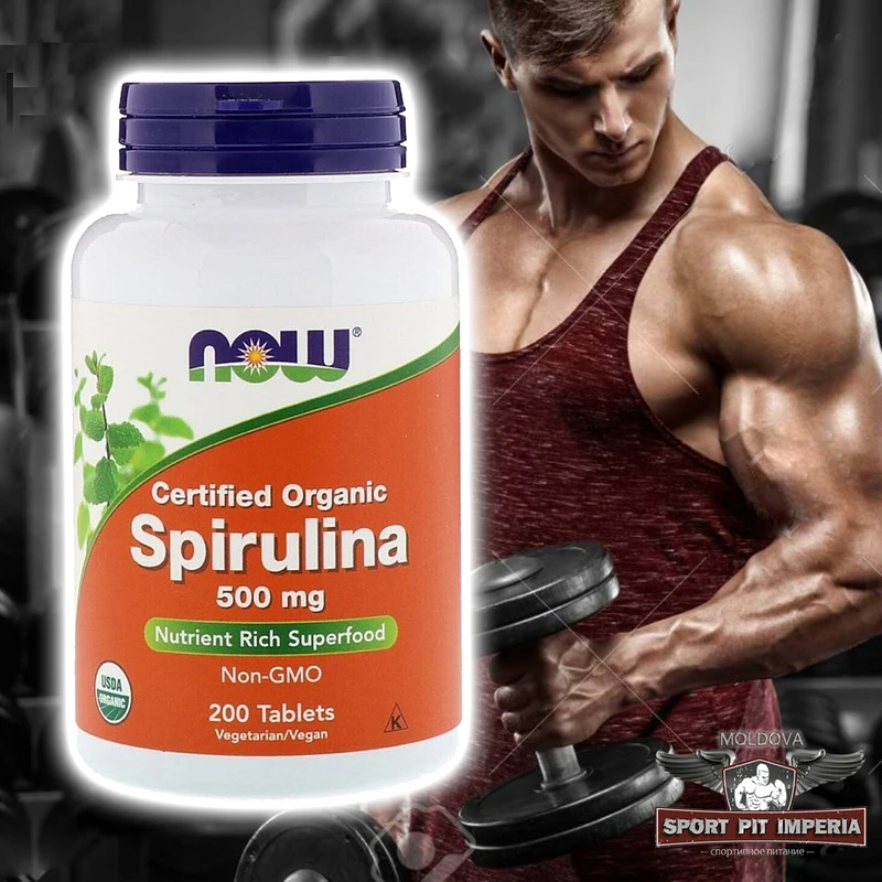Now Certified Organic Spirulina (500 mg) – 200 tablets; Super Green, Nutrient-rich - Image 3