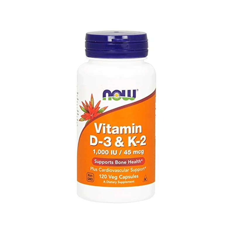 NOW Vitamin D-3 & K-2 25mcg+45mcg 120 Capsules