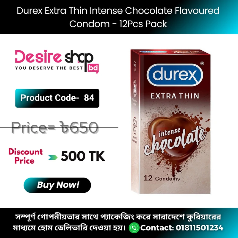 Durex Extra Thin Intense Chocolate Flavoured Condom - 10Pcs Pack