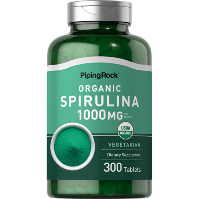 Piping Rock Spirulina (Organic), 1000 mg (per serving), 300 Vegetarian Tablets