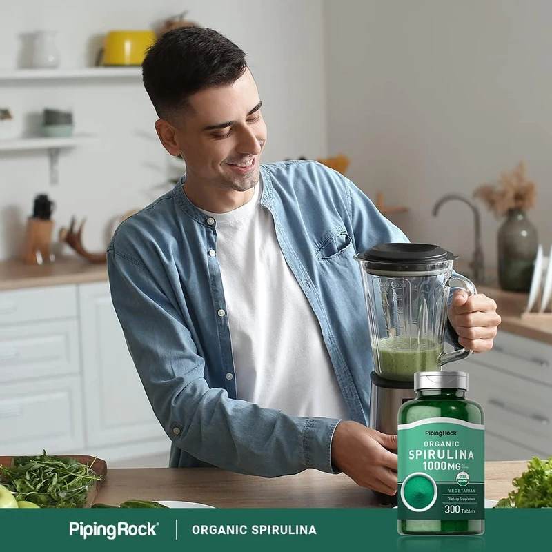 Piping Rock Spirulina (Organic), 1000 mg (per serving), 300 Vegetarian Tablets - Image 3