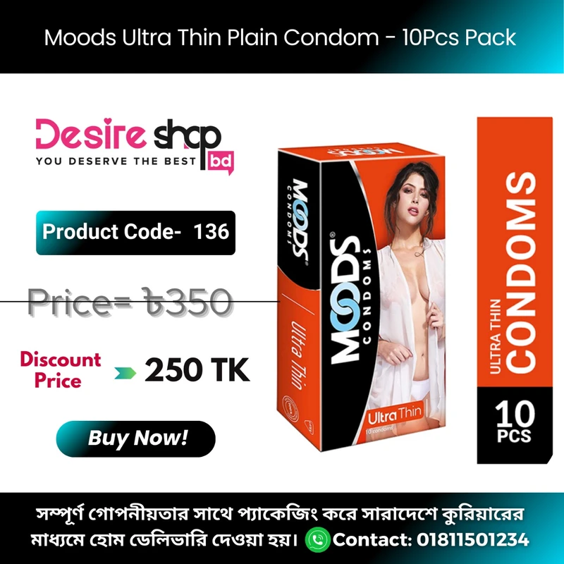 Moods Ultra Thin Plain Condom - 10Pcs Pack