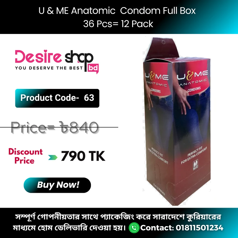 U & Me Anatomic Condom 3x12pack - 36Pcs Full Box