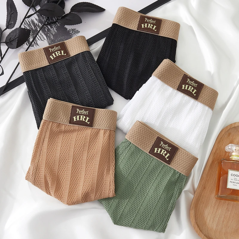 Men's Striped Mesh Ice Silk Boxer (Set of 4)