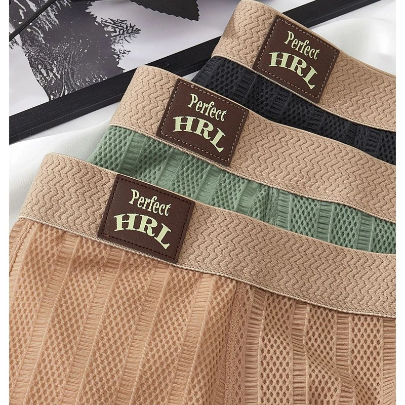 Men's Striped Mesh Ice Silk Boxer (Set of 4) - Image 11