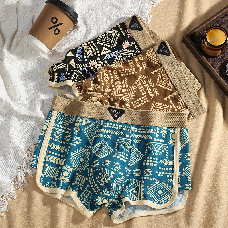 Vintage Ethnic Breathable Cotton Boxer (Set of 3)