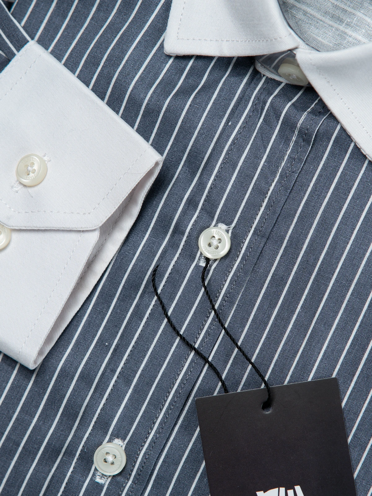 Charcoal Stripe Contrast Collar