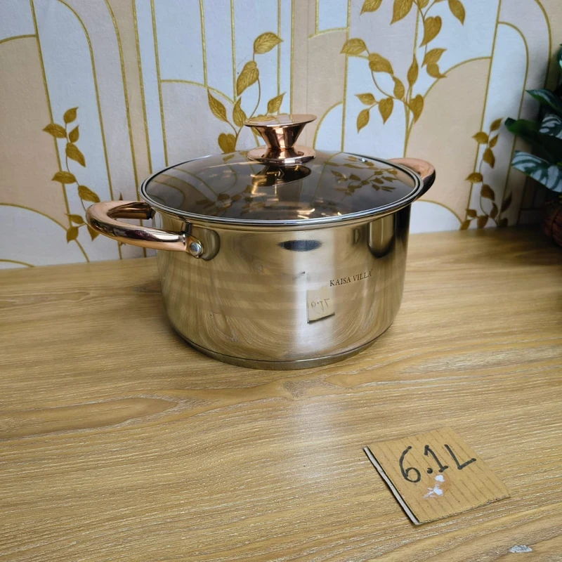 Premium Stainless Steel Cooking Pot with Glass Lid (4.7L / 6.1L / 7.6L) – Kaisa Villa - Image 4