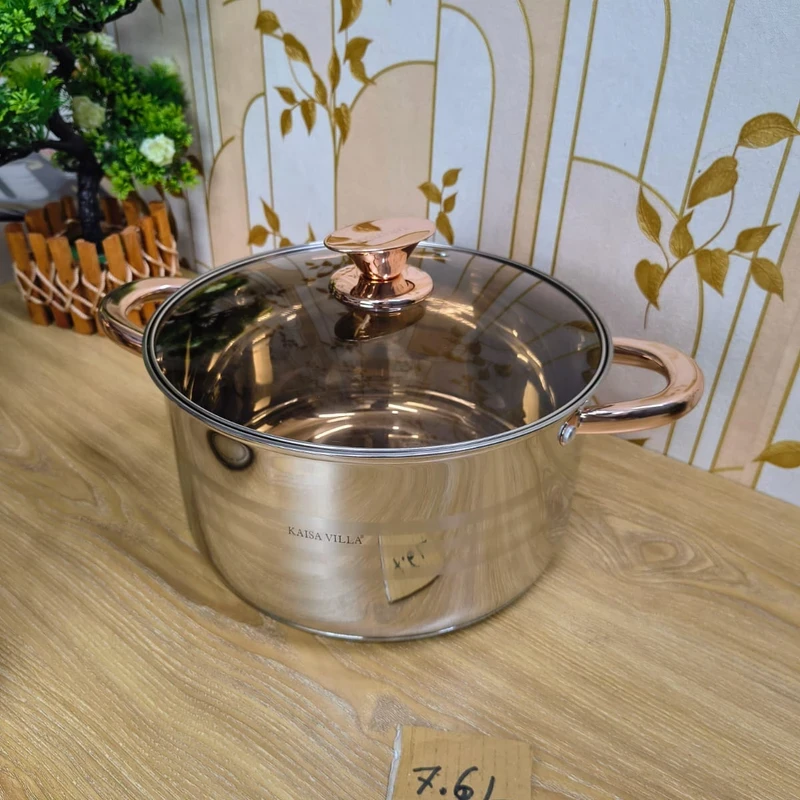 Premium Stainless Steel Cooking Pot with Glass Lid (4.7L / 6.1L / 7.6L) – Kaisa Villa - Image 5