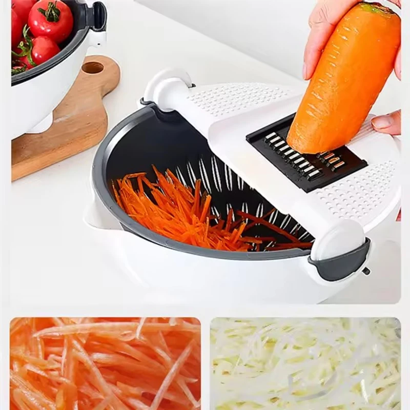 9-in-1 Multifunctional Vegetable Slicer with Drain Basket & Grater Blades