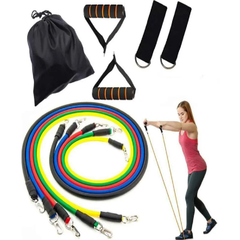 Resistance Bands Set for Home Workouts – 11 Pcs with Door Anchor, Ankle Straps & Handles