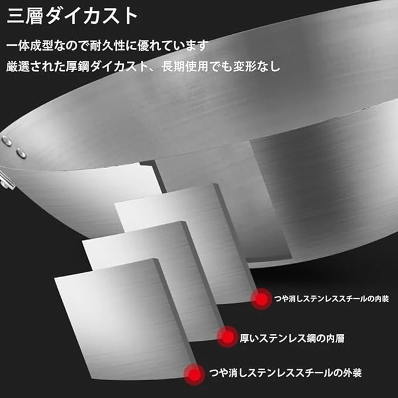 Chinese Wok, Stainless Steel, Fry Pan, Fry Pan, Double Handle, Non-Stick Fry Pot, Chinese Food, Energy Saving, Gas Bill, Lightweight, Rust Resistant, With Handle, For Home Use, Kitchen