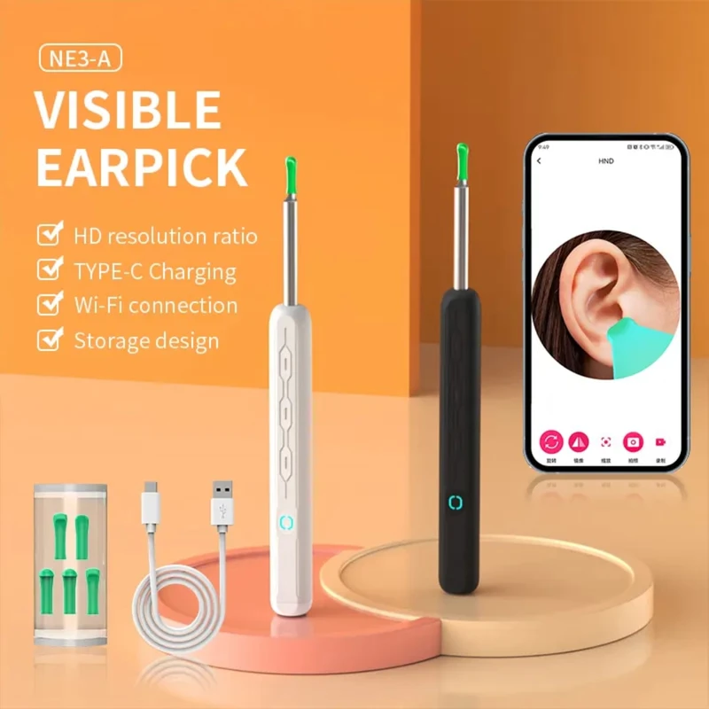Smart Visual Ear Cleaner earpick NE series High Precision Ear Wax Removal Tool with Camera LED Light Wireless Otoscope Smart Ear Cleaning Kit - Image 3