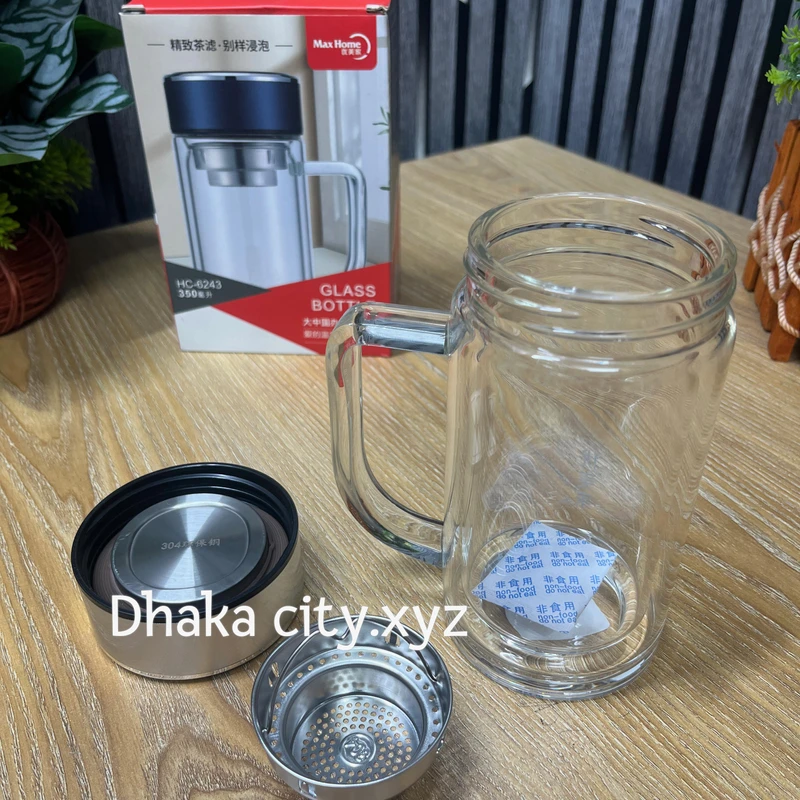 Office Glass Infuser Bottle Tea Tumbler Double Wall Glass Borosilicate Bottle Travel Mug Leakproof Tea Bottle with Strainer Carry Handle - Image 3
