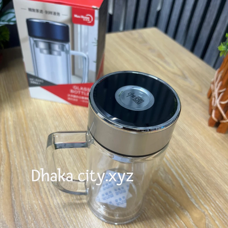 Office Glass Infuser Bottle Tea Tumbler Double Wall Glass Borosilicate Bottle Travel Mug Leakproof Tea Bottle with Strainer Carry Handle - Image 4