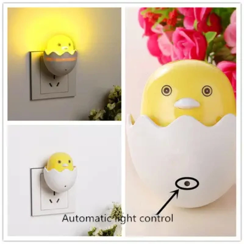 Best Quality Small Yellow Duck Shaped LED Night Light with Light Sensor, Plug-in Wall Night Lamp Galaxy Paradise