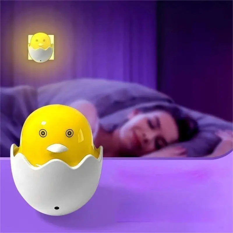 Best Quality Small Yellow Duck Shaped LED Night Light with Light Sensor, Plug-in Wall Night Lamp Galaxy Paradise - Image 5