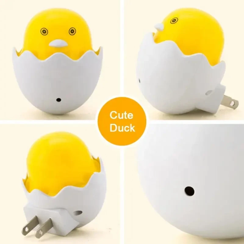 Best Quality Small Yellow Duck Shaped LED Night Light with Light Sensor, Plug-in Wall Night Lamp Galaxy Paradise - Image 7