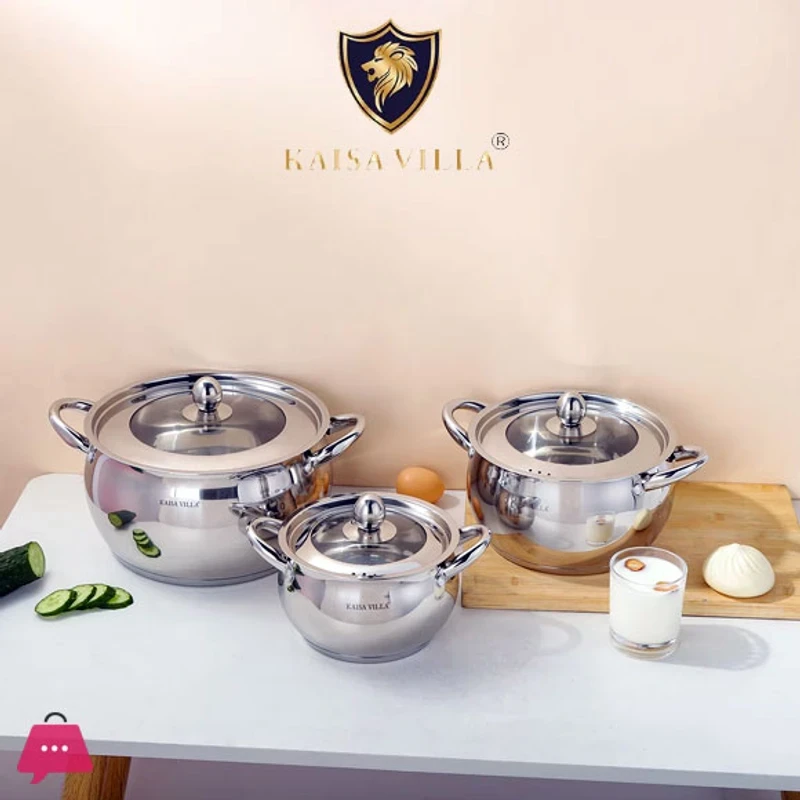 KAISA VILLA Stainless Steel Cooking Pot Cookware Set of 6