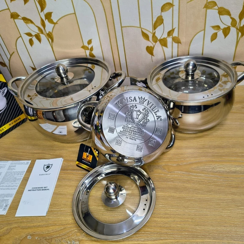 KAISA VILLA Stainless Steel Cooking Pot Cookware Set of 6