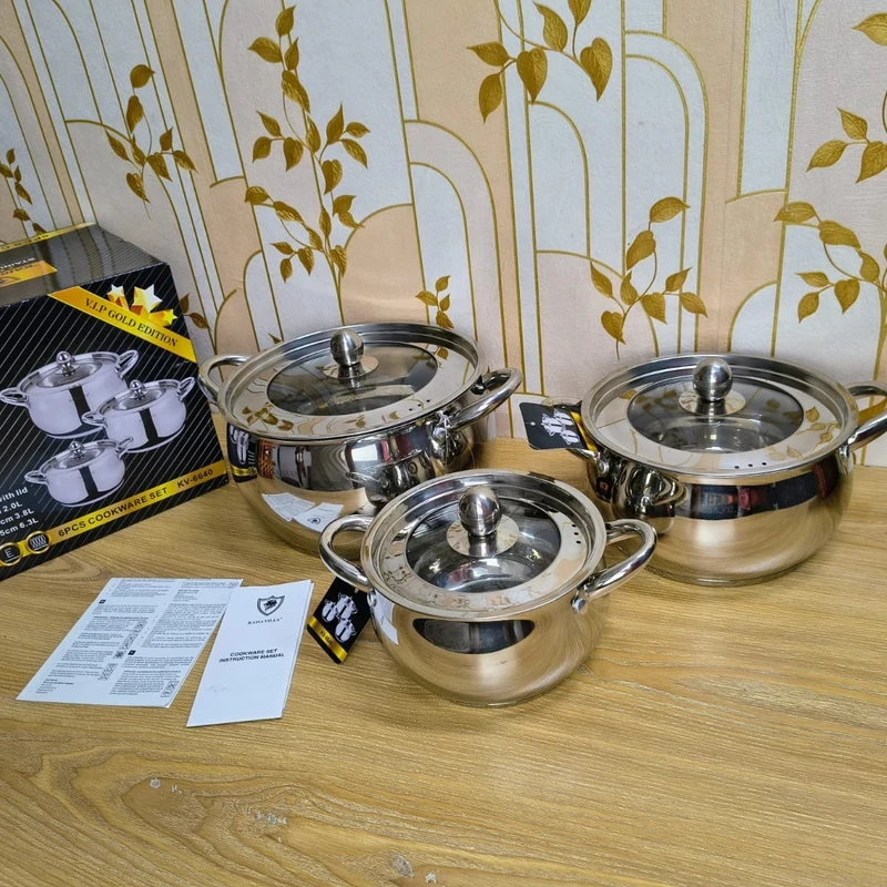 KAISA VILLA Stainless Steel Cooking Pot Cookware Set of 6 - Image 4