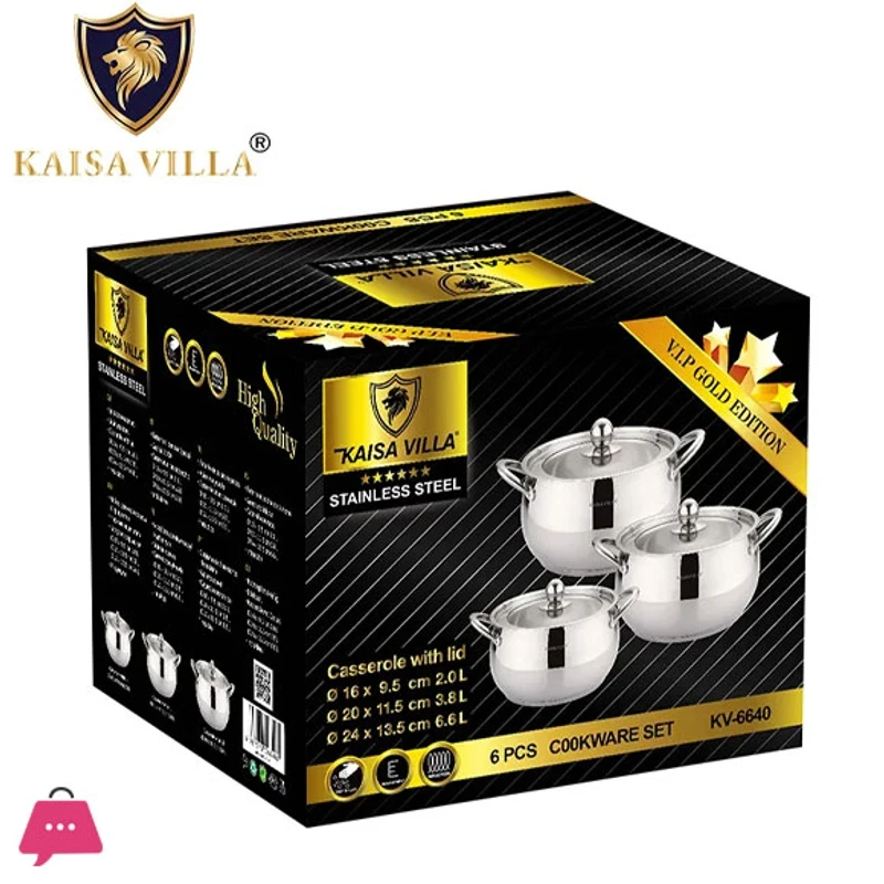 KAISA VILLA Stainless Steel Cooking Pot Cookware Set of 6 - Image 9