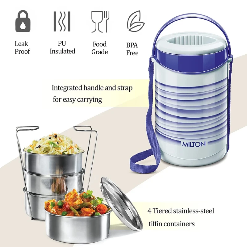 Milton New 4 Stainless Steel Tiffin Box, Set of 4