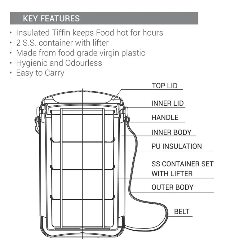 Milton New 4 Stainless Steel Tiffin Box, Set of 4 - Image 4