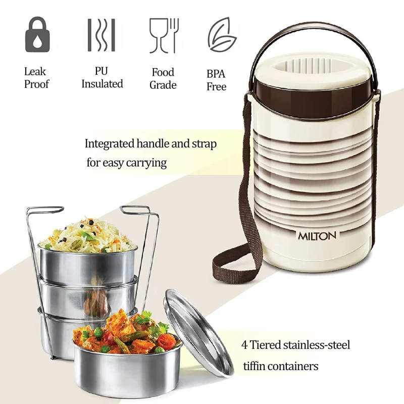 Milton New 4 Stainless Steel Tiffin Box, Set of 4 - Image 7