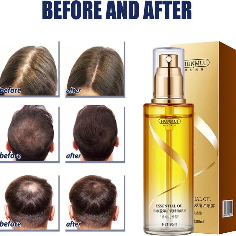 HUNMUI Perfumed Essential Oil Spray, Moisturizing & Strengthening Silky, Sprayable Leave-in Conditioning, Hydrating Hair Care Treatment Conditioner, Non-Sticky & Refreshing for Soft, Shiny Hair 1pcs
