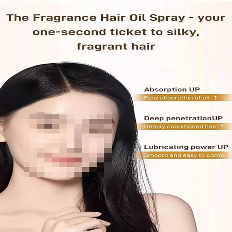 HUNMUI Perfumed Essential Oil Spray, Moisturizing & Strengthening Silky, Sprayable Leave-in Conditioning, Hydrating Hair Care Treatment Conditioner, Non-Sticky & Refreshing for Soft, Shiny Hair 1pcs - Image 6